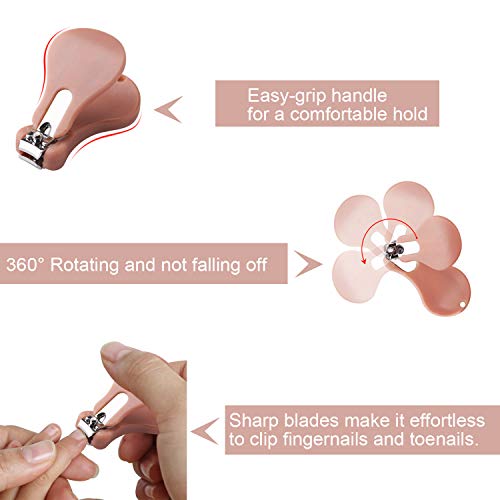 3 Pcs Earwax Removal Kits+Nose Cleaning Tweezer+Nail Clipper,Ear&Nose Pick Cleaner Kit with LED Light,Visible Ear&Nose Care Accessories,Ear Spoon with Storage Box for Baby&Adult(Rose Gold)
