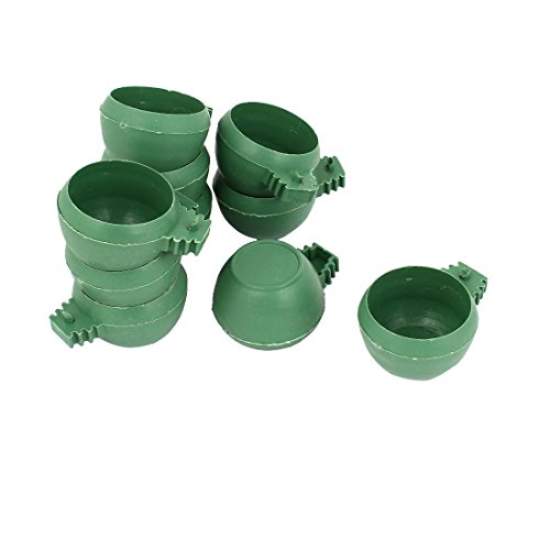 Uxcell 10 Piece Plastic Parrot Bird Food Water Feeder Bowl Holder, Green