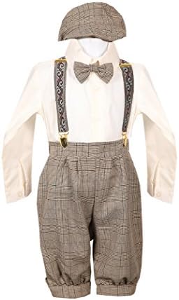 European Style Brown Ivory Boys Overall Pants Knickers Vintage Outfit 6m-4