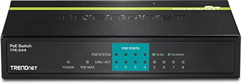 TRENDnet 8-Port 10/100Mbps PoE Switch, 4 x 10/100, 4 x 10/100 PoE, 802.3af, 30 W PoE Budget, TPE-S44