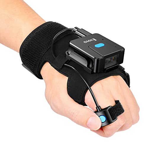 Eyoyo 2D Wearable Glove Bluetooth Barcode Scanner, Left & Right Hand Wearable, Portable 1D 2D QR Finger Ring Wireless Bar Code Scanner Reader Inventory Compatible with iPhone iPad Android Tablet