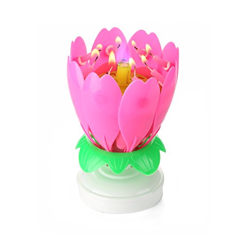 Amazing Birthday Candle Flower Cool Singing Musical Candles Spinning Centerpiece Sparklers