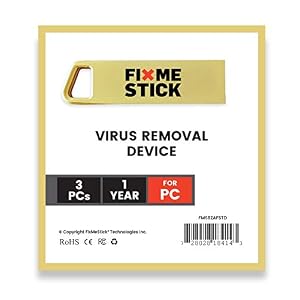 FixMeStick Gold Computer Virus Removal Stick for Windows PCs – Unlimited Use on Up to 3 Laptops or Desktops for 1 Year…