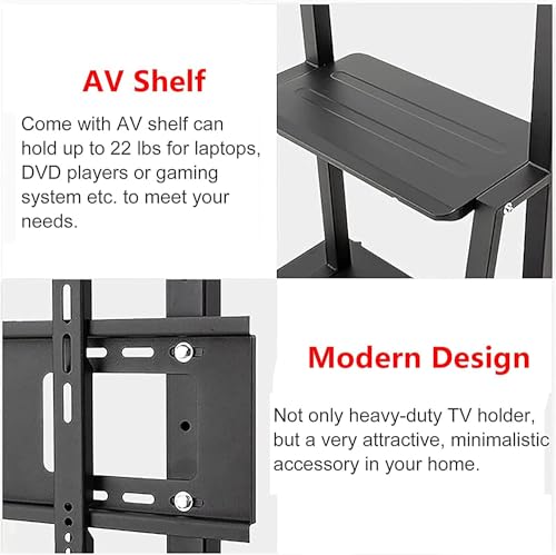 XVersion Mobile TV Stand Cart,Rolling TV Stand with Wheels for 32-65 Inch TV, حامل تلفزيون متحرك Holds up to 115 kg wih 2-tier Shelf,Smart TV Stand Height Adjustable,Portable TV for Conference/Home