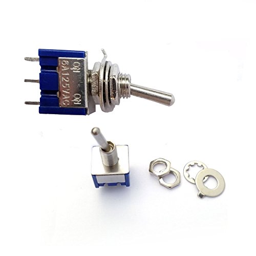 Aoyoho 15Pcs Off/ON Thread SPST Latching Type Push Button Switch and 5Pcs ON/ON 2 Position DPDT Toggle Switch