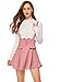 MakeMeChic Women's Casual Straps High Waist Suspender Skirt Pinafore Overall Dress Bow Pink M