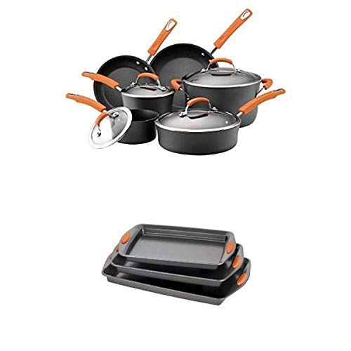 Rachael-Ray-Hard-Anodized-II-Nonstick-Dishwasher-Safe-10-Piece-Cookware-Set-Orange-3-Piece-Baking-and-Cookie-Pan-Set-Orange