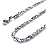 2mm KONOV Silver Womens Mens Stainless Steel Rope Necklace Chain 18-26