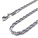 2mm KONOV Silver Womens Mens Stainless Steel Rope Necklace Chain 18-26" inch, 2mm