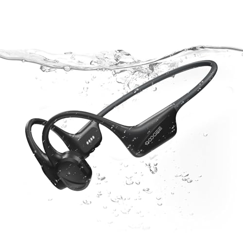 Luzglo Bone Conduction Headphones IP68 Waterproof Headphones for Swimming, Underwater Swimming Earbuds Silicone Bluetooth 5.4 Open-Ear 32GB MP3 for Running Cycling(BLACK)