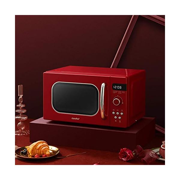 COMFEE' Retro Style 800w 20L Microwave Oven with 8 Auto Menus, 5 Cooking Power Levels, and Express Cook Button…