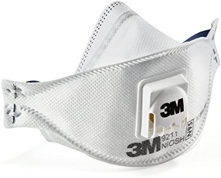 3M Aura Particulate Respirator 9211+/37193(AAD) N95, Stapled Flat Fold Disposable, Exhalation Valve (box 0f 10), 6 PACK