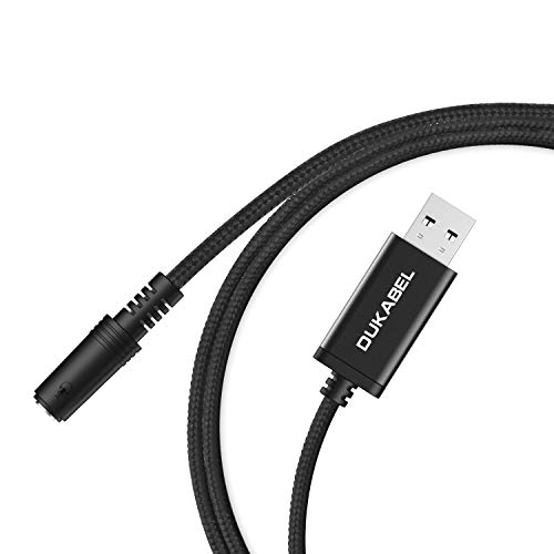 Long USB to 3.5mm Jack Audio Adapter, DuKabel ProSeries TRRS 4-Pole Mic-Supported USB to Headphone AUX Adapter Built-in Chip External Stereo Sound Card for PS4 PC [Metal Housing & Durable Braided] - Thumbnail 5