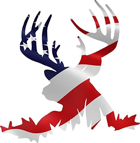 Deer American Flag Hunting Color Decal 6"