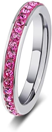 Girls Crystal Gemstone Stainless Steel Ring Best Promise Rings