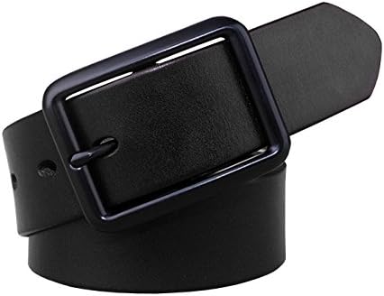 Capplue Men's Classical Leather Belt Pin Buckle Belts for Men Black Color 38inch