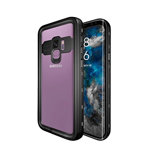 Hayder Galaxy S9 Case Waterproof Shockproof Snowproof Dustproof Clear Rugged Case with Built-in Screen Protector for Samsung Galaxy S9 (Black)