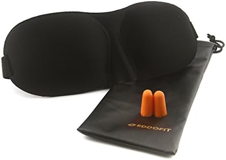Sleep Mask Sleeping 3D Eye Mask - Eddofit Adjustable Comfortable Light Blocking Eyepatch With Soft Contoured Design Breathable For Sleeping Traveling Naps Meditation Comes With Earplugs (BLACK)