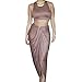 Deemers Women's Crop Top Skirt Set 2 Pieces Bandage Party Dress Clubwear