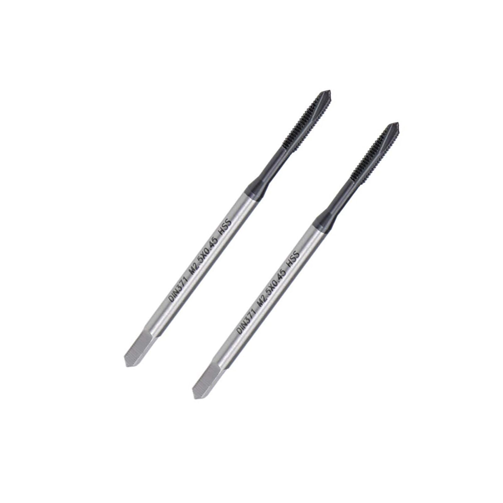 MACHSWON Spiral Point Threading Tap M2.5 x 0.45mm, for Through-Hole Threads, H2 High Speed Steel, TICN Coated Finish, Round Shank with Square End, Metric Drill Thread Screw Taps Tapping Bit 2pcs