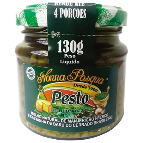 Molho Pesto de Manjericão com Castanha de Baru Mediterrâneo 130g - Artesanal, Sem Conservantes, Low Carb e Gourmet