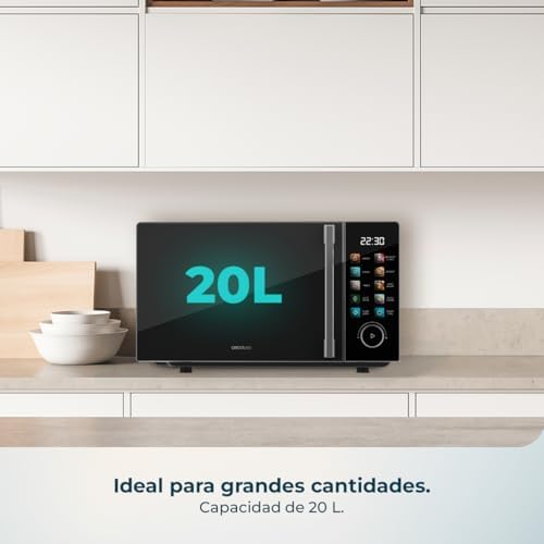 Microondas 20L Proclean 6030 Black. Potencia de 700 W, 8 Programas, 10 Niveles de Potencia, Pantalla Táctil a Color, Temporizador, Plato Giratorio de 255mm