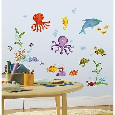 59 New TROPICAL FISH WALL DECALS Octopus Stickers Kids Ocean Bathroom Room Decor