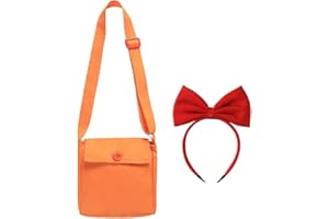 Witch Costume Accessories Set - Red Bow Headband & Orange Shoulder Bag for Halloween Cosplay