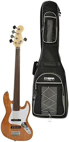 Bryce Fretless 5 String Bass Guitar with Padded Bag - Natural
