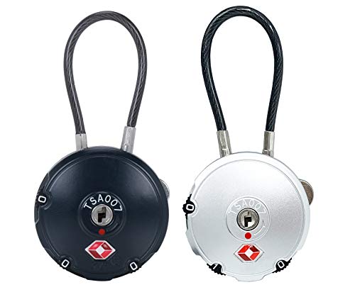 DOCOSS Set of 2-107-METAL TSA Approved Lock 3 Digit Strong String Cable Password Travel Locks for Luggage Bag (Multicolour)