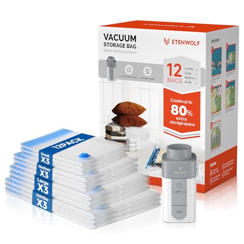 ETENWOLF 12 Combo Vacuum Storage Bags for Travel