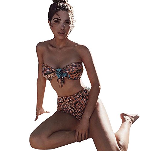 ASERTY Women Plus Size Gradient Tankini Bikini Swimwear Swimsuit Bathing Suit Orange