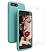 Compatible with iPhone 8 Plus Case/iPhone 7 Plus Case,JASBON Liquid Silicone Case with Free Screen Protector Gel Rubber Shockproof Cover Full Protective Case for iPhone 8 Plus/iPhone 7 Plus-Light blue