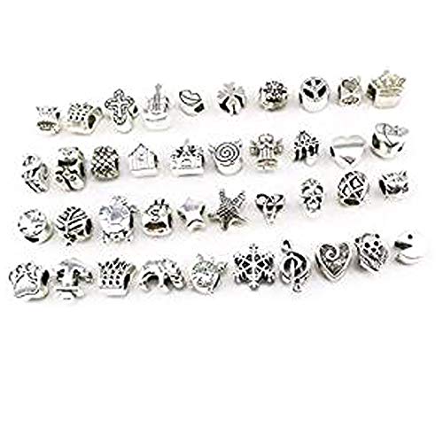 yueton Pack of 40 Assorted Loose Spacer Beads Charms Bracelet Jewelry Making Findings DIY