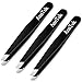 Slant Tweezers Set, 3 Pcs Anntuk Premium Stainless Steel Slant Tips Tweezers, Best Precision Eyebrow and Hair Remover (Black) primary