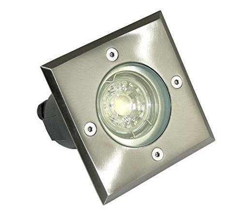 230V LED oder Halogen Terrassenspot Bodeneinbaustrahler Wegbeleuchtung Gartenbeleuchtung Bodo ECKIG IP67 inkl. MCOB SMD… – Bild 5