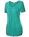 Timeson Women Business Casual Clothing, Women's Short Sleeve Drape Front Knit Shirt Jade XX-Large