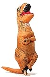 GOPRIME T-rex Halloween Party Fancy Dress, Dinosaur Costume, Adult Size (Brown)