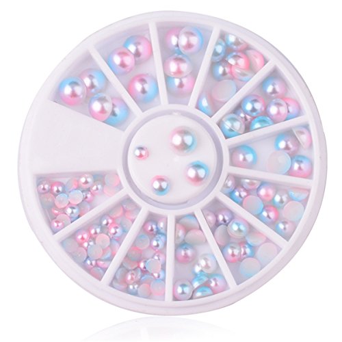 Mezerdoo 3 Wheels Set Mix Size Gradient Mermaid Pearl Flat Back Magic Symphony Charms Bead 3D Nail Art Tips Decoration Manicure 3/4/5/6mm - Thumbnail 4