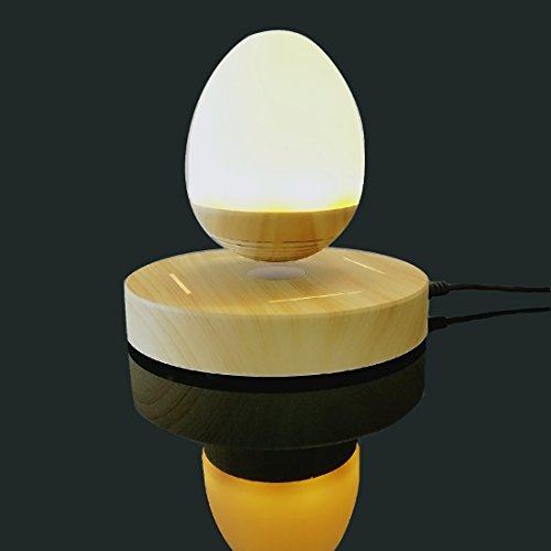 NASKY Maglev Levitation Bluetooth Speakers with Wood Grain Base LED Bulb Portable Wireless Smart Floating Night Light Lamp