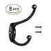 Coat Hooks - 8 Pack Heavy Duty Coat and Hat Hook Robe Hook Cup Hooks Retro Hooks for Coat /Backpack /Bag /Towel /Key /Cap (With 18 Screws)