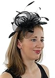 Ladies Night Fascinator Hat with Headband Flowers and Feathers for Adults Women Teens (Black)