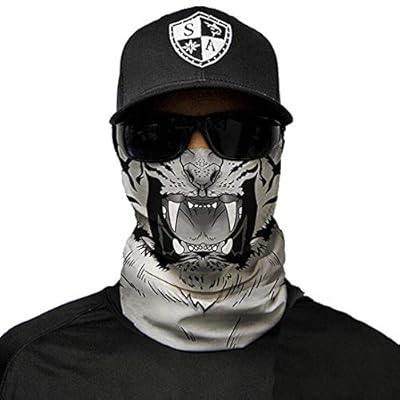 SA Company Face Shield Micro Fiber Protect from Wind, Dirt and Bugs. Worn as a Balaclava, Neck Gaiter & Head Band for Hunting, Fishing, Boating, Cycling, Paintball and Salt Lovers. - White Tiger SA Company Face Shield Micro Fiber Protect from Wind, Dirt and Bugs. Worn as a Balaclava, Neck Gaiter & Head Band for Hunting, Fishing, Boating, Cycling, Paintball and Salt Lovers. - White Tiger