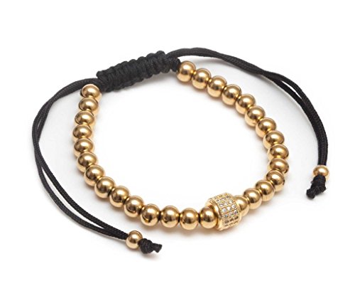 Zenger one cz roundel macrame bracelet (yellow gold)