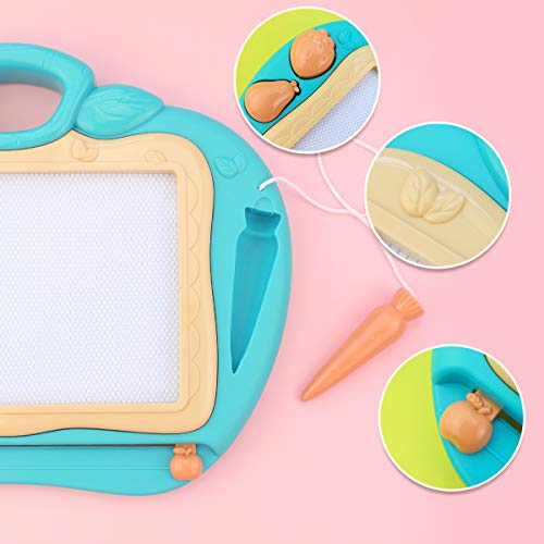Magnetic Drawing Board Toy 12.9x9.8in Doodles Sketch Erasable Writing Pad Drawing Tablet Toys with 4 Removable Legs for 3+ Kids Toddler Boys Girls Birthday Gift (12.9x9.8- Fruit)
