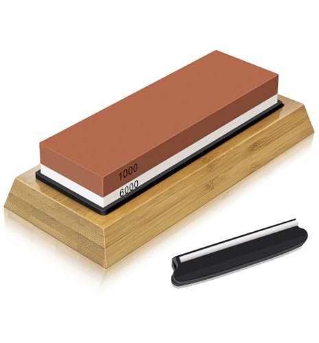 Shan Zu Sharpening Stone 2-in-1 Whetstone Grindstone for Professional Sharp Knife, Grit 1000/6000 with Non-slip Silicone Holder