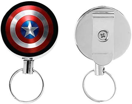 Genuine Super Hero Retractable Badge/ID Card Holder 1PCs (Steel 1.5 Inch) (Captain America)
