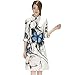 Itopfox Women 3/4 Sleeve Print Chinese Collar Qipao Cheongsam Midi Dress