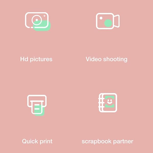 LHNEREGLHNEREG Kids Zero Ink Digital Instant Camera 2 4 USB Rechargeable Print Camera with Thermal Printing Paper Gift for 3 8 Year Boys GirlsGreen16G