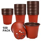Akarden 100 Pcs 4.4" Plastic Nursery Pot/Pots, Plant Pots, Flower Plant Container Seed Starting Pot